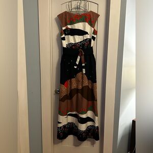VTG Malia Honolulu 1960s Mod Print Maxi Dress Size 12 Tiki Boho